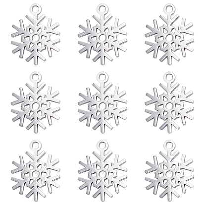 40Pcs 304 Stainless Steel Pendants, Snowflake