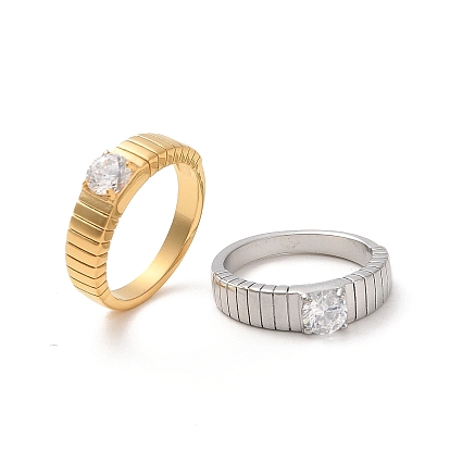 304 bague en acier inoxydable, avec zircons
