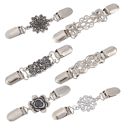 6шт. 6 стилей зажимов для кардиганов из цинкового сплава, зажимы воротника свитера