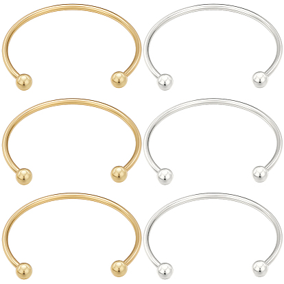 6шт 2 цвета латунь манжета браслет изготовление, браслеты-торсионы со съемными шариками