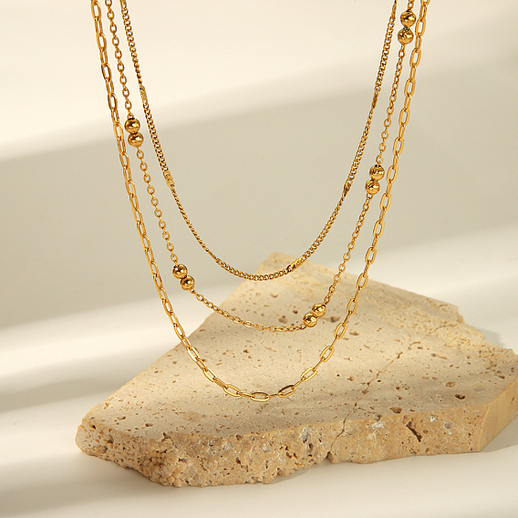 304 Многослойное ожерелье из нержавеющей стали для женщин, элегантные и невыцветающие украшения