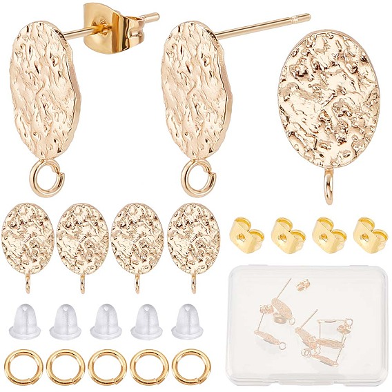 10 шт. латунные серьги-гвоздики, с вертикальными петлями, без никеля , текстура овал, с латунными ушными гайками (шт.), соединительными кольцами (шт.) и пластиковыми ушными гайками (шт.)