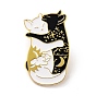 Hugging Cat Enamel Pin, Cute Alloy Enamel Brooch for Backpacks Clothes, Light Gold