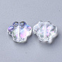 Transparent Glass Beads, AB Color Plated, Dog Paw Prints