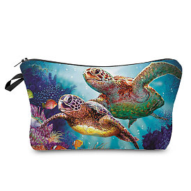 Tortoise Pattern Polyester Waterpoof Makeup Storage Bag, Multi-functional Travel Toilet Bag, Clutch Bag with Zipper for Women