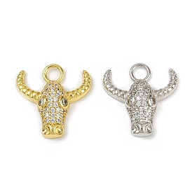 Латунные микро проложить кубического циркония подвески, долговечный, без кадмия и без свинца, стойки покрытие, в форме головы быка