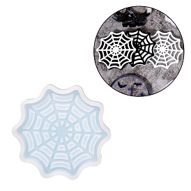 DIY Halloween Spider Web Cup Mat Silicone Molds, Resin Casting Molds, for UV Resin & Epoxy Resin Craft Making