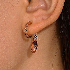Boucles d'oreilles en alliage de style tibétain, boucles d'oreilles serpent devant et derrière