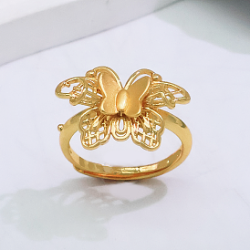 Регулируемые латунные открытые манжеты для женщин, бабочка / цветок