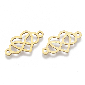 201 Stainless Steel Links Connectors, Laser Cut Links, Heart with Infinity