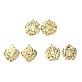 Ion Plating(IP) 304 Stainless Steel Pendant Canbochon Srttings, Real 18K Gold Plated