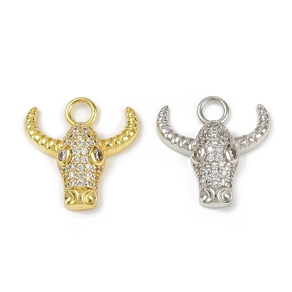 Латунные микро проложить кубического циркония подвески, долговечный, без кадмия и без свинца, стойки покрытие, в форме головы быка