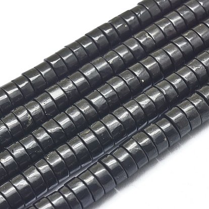 Brins de perles de shungite naturelle, perles heishi, disque