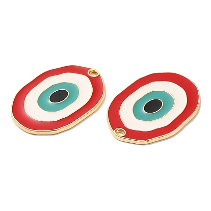 Alloy Enamel Pendants, Long-Lasting Plated, Cadmium Free & Nickel Free & Lead Free, Golden, Oval with Evil Eye Charm