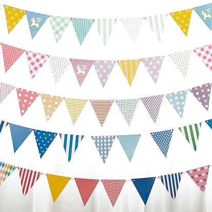 Paper Triangle Flags, Hanging Banner, for Festival Party Decorations