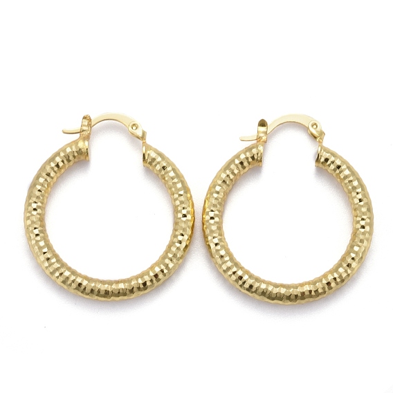 Brass Hoop Earring, Long-Lasting Plated, Textured Ring Shape