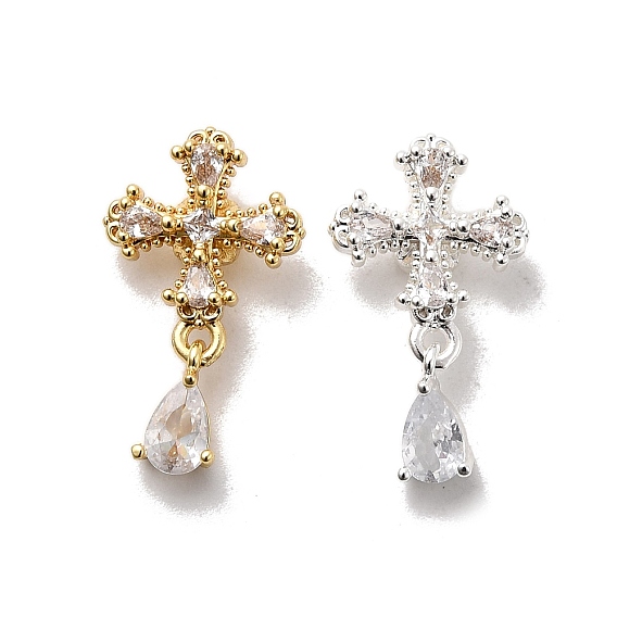 Латунные микро проложить кубического циркония бусы, крестик