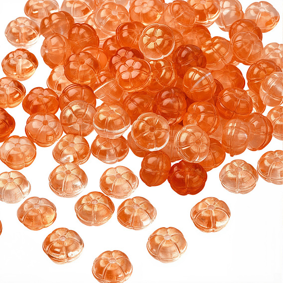 100 шт. прозрачные стеклянные бусины с осенней тематикой, с блеском порошок, тыква