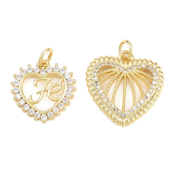 Латунные микро проложить кубического циркония подвески, сердце прелести, долговечный, стойки покрытие, без свинца и без кадмия, прозрачные