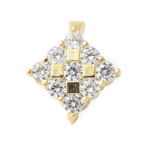 Застежки из латуни с микропейвом и прозрачным фианитом, стойки покрытие, долговечный, ромб