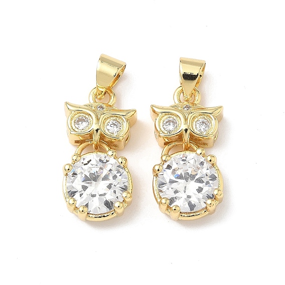 Латунные микро проложить кубического циркония подвески, сова, без кадмия и без свинца, долговечный