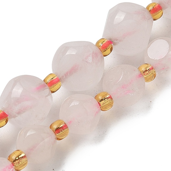 Природного розового кварца нитей бисера, с бисером, граненые, игральная кость