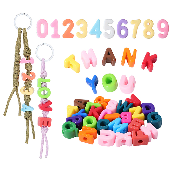 2Bags Acrylic European Beads, Large Hole Beads, Letter A~Z & Numbers