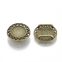 Tibetan Style Alloy Slide Charms  Cabochon Settings, Cadmium Free & Lead Free, Flat Round