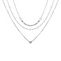 Charming Pearl Heart Necklace Set with Waterdrop Rhinestone Pendant - 3 Pieces