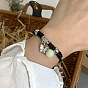 2Pcs 2 Color Alloy Charm Bracelets Set, Luminous Glow in the Dark Beads Adjustable Couple Bracelets