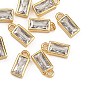 SHEGRACE Brass Clear Cubic Zirconia Charms, Cadmium Free & Nickel Free & Lead Free, Rectangle Charms
