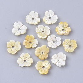 Perles de coquillage jaune, 3 d fleurs