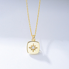Minimalist versatile star-shaped zircon pendant silver necklace - European and American clavicle chain.