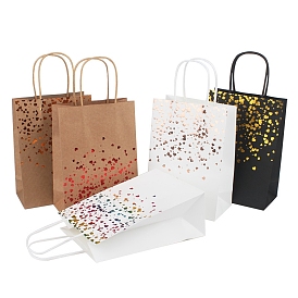 Stamping Style Kraft Paper Bags, with Handle, Gift Bags, Shopping Bags, Rectangle