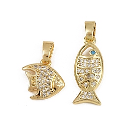 Латунные микро проложить кубического циркония подвески, рыбы прелести, без кадмия и без свинца, реальный 18 k позолоченный