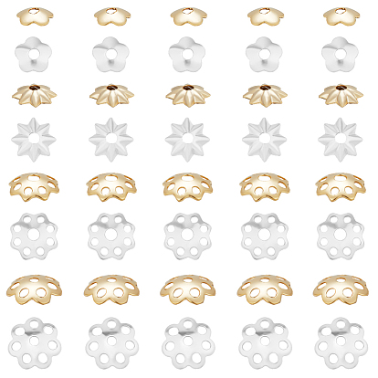160шт 8 стиль латунный колпачок для бусины, долговечный, стойки покрытие, цветок