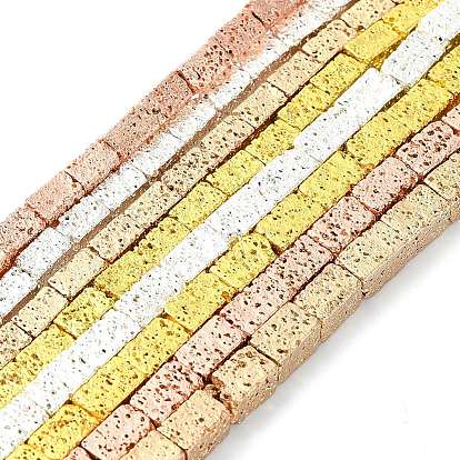 Гальванические бусины из натуральной лавы, кубоид