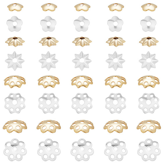 160шт 8 стиль латунный колпачок для бусины, долговечный, стойки покрытие, цветок