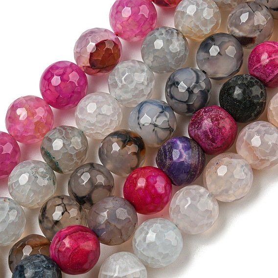 Граненые натуральные драконьи вены агатовые бусины, круглые, окрашенная и подогревом