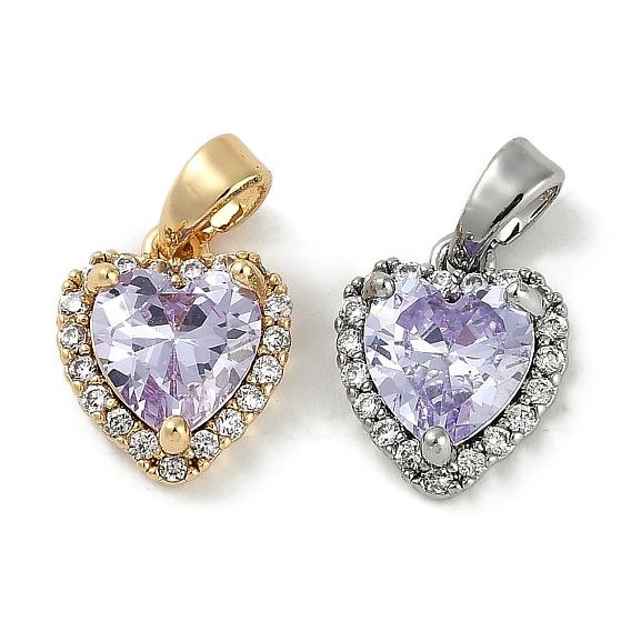 Латунные микро проложить кубического циркония прелести, без кадмия, без никеля и без свинца, фурнитура со стразами, сердце