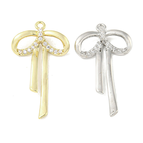 Подвеска из латуни с микропаве и кубическим цирконием s, долговечный бантик с покрытием