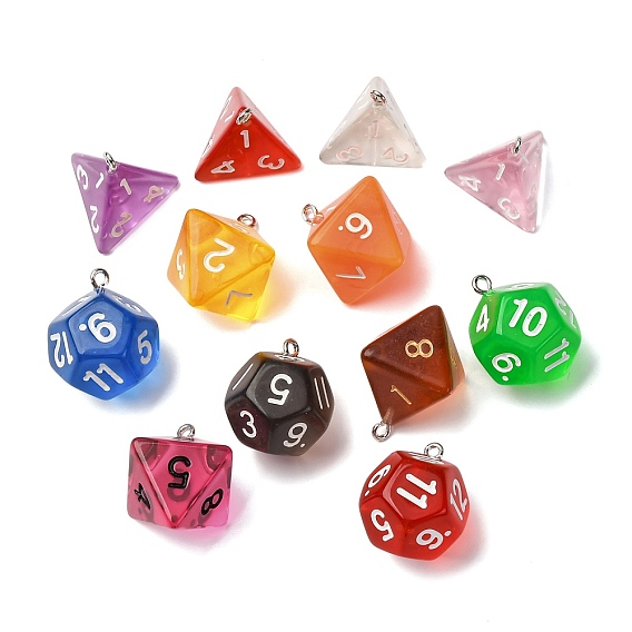 Прозрачные смоляные подвески, с железным кольцом, игральная кость