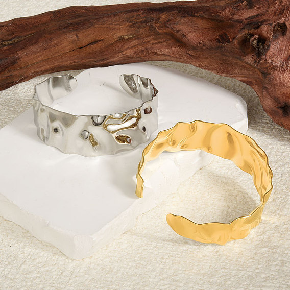 304 кованые браслеты-манжеты из нержавеющей стали для женщин