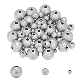 Unicraftale 304 Stainless Steel Textured Beads, Round