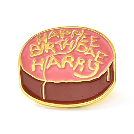 Happy Birthday Enamel Pin, Cake Alloy Enamel Brooch for Bags Clothes, Golden