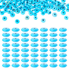 100Pcs Afghan Synthetic Turquoise Beads, Dyed, Saucer Beads