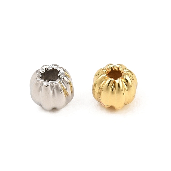 Brass Beads, Pumpkin, Rack Plating, Long-Lasting Plated, Lead Free & Cadmium Free