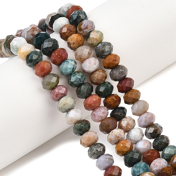 Натуральный океанский агат, рондель, граненые