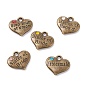 Colgantes de la aleación de estilo tibetano, con diamante de imitación, corazón con la palabra