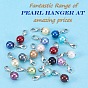48 piezas 16 colgante de perlas de cristal redondo de colores, con cierre de pinza de langosta de latón y abalorios de aleación